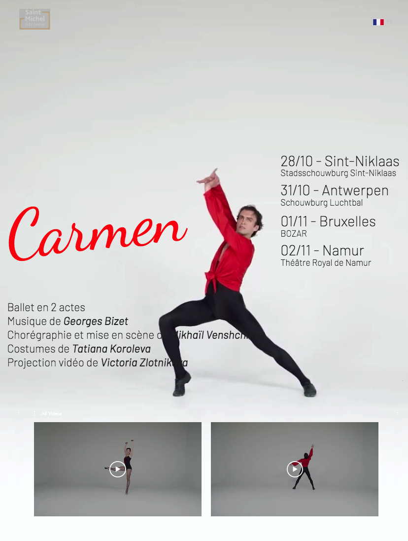 Page Internet. Carmen. Chorégraphie et mise en scène de Mikhaïl Venshchikov. Arts Center Saint Michel Company. 2019-10-28